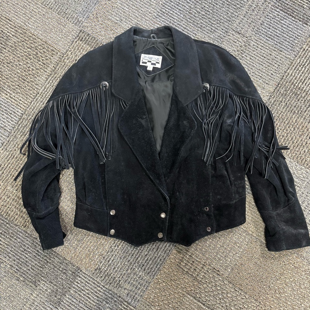 Yearbook Black Fringe girl’s leather jacket